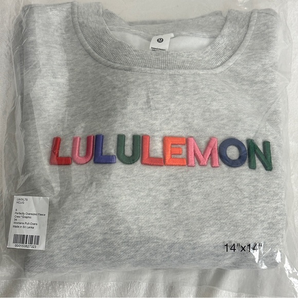 NWT Lululemon Perfectly Oversized Fleece Crew Graphic Grey Size S LW3IL7S - Picture 13 of 14